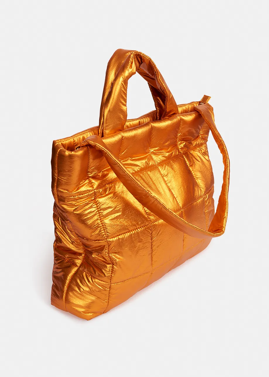 Metallic bronze shopper bag