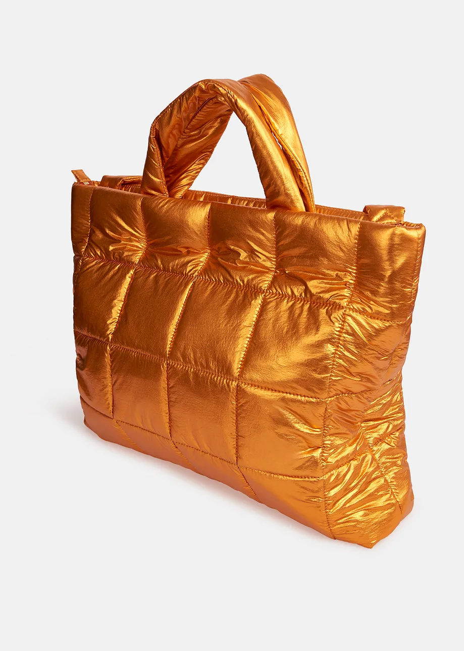 Metallic bronze shopper bag