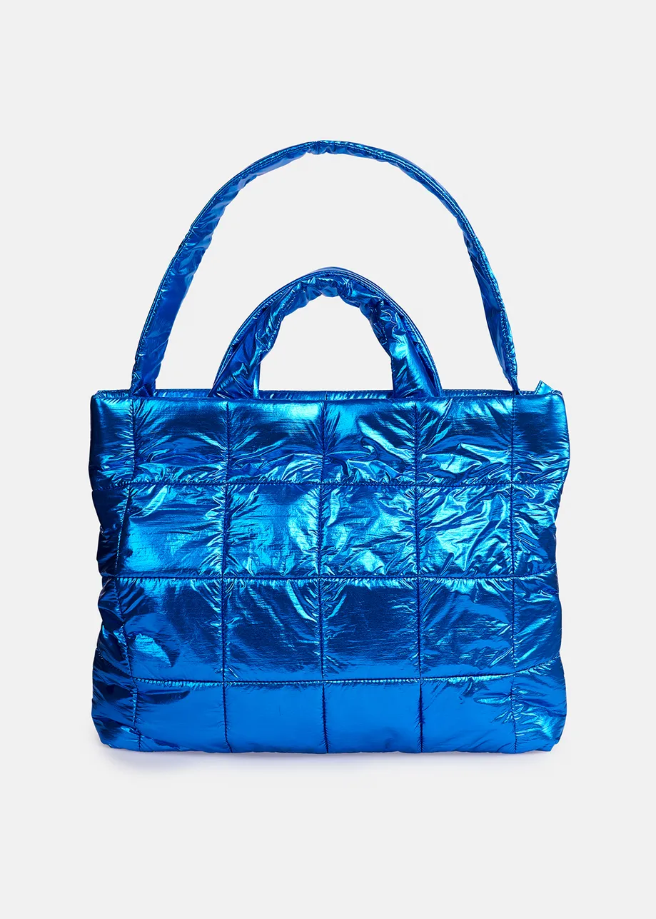 Metallic blue shopper bag