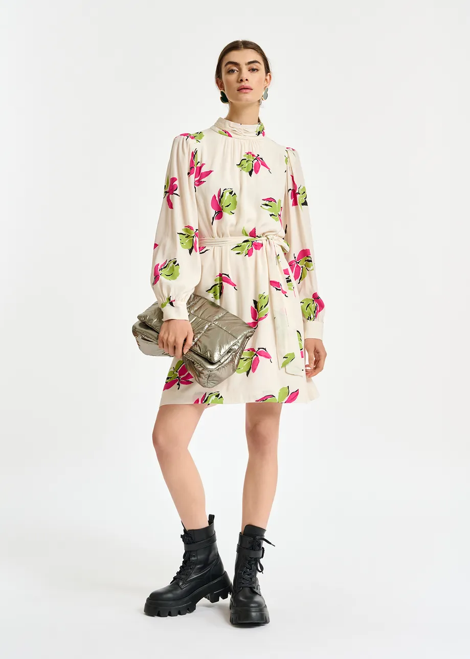Off-white floral-printed mini dress