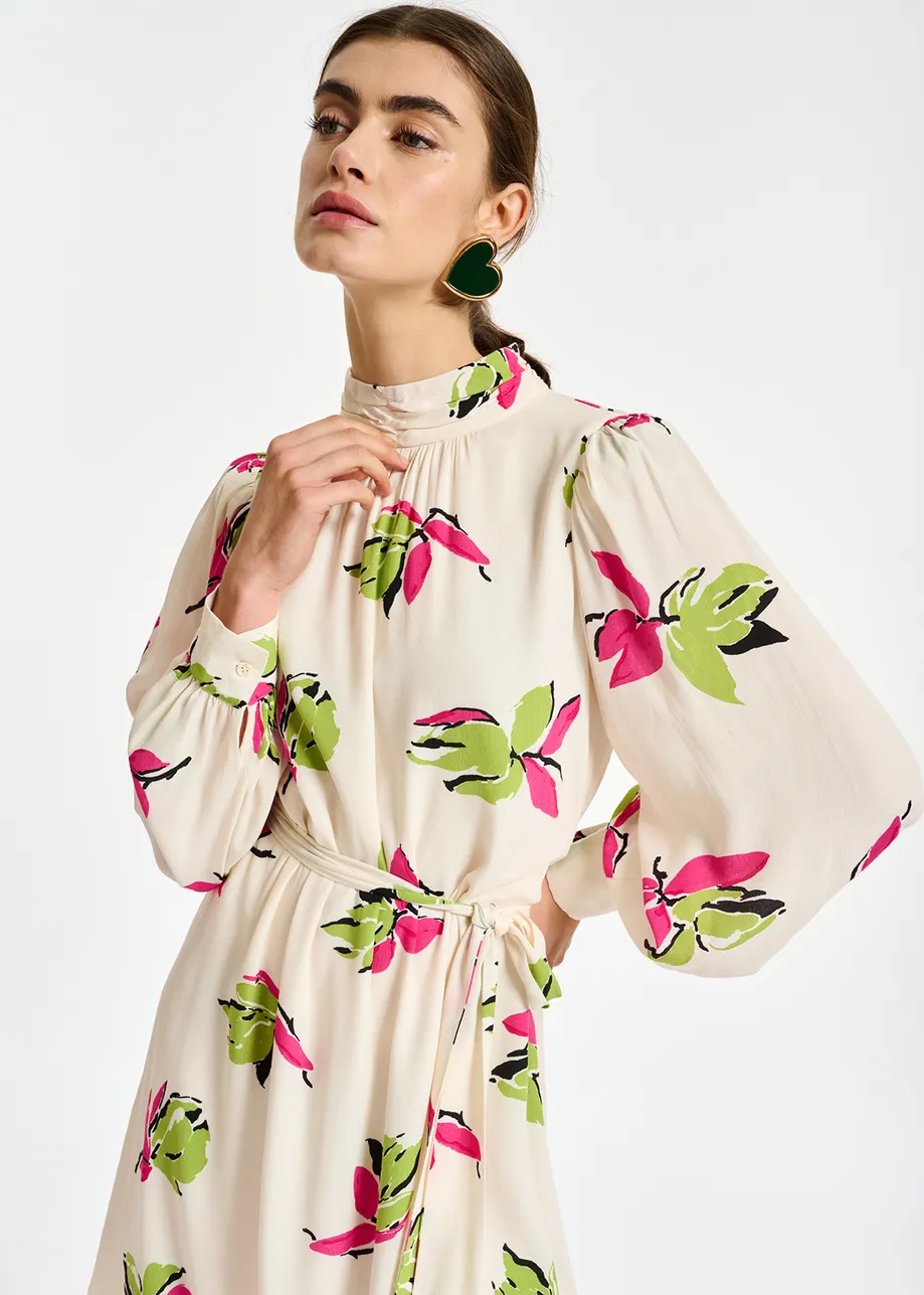 Off-white floral-printed mini dress