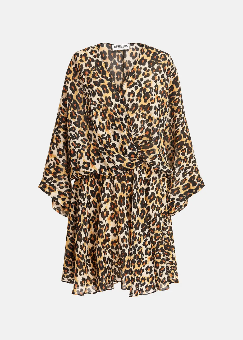 Leopard-print mini wrap dress