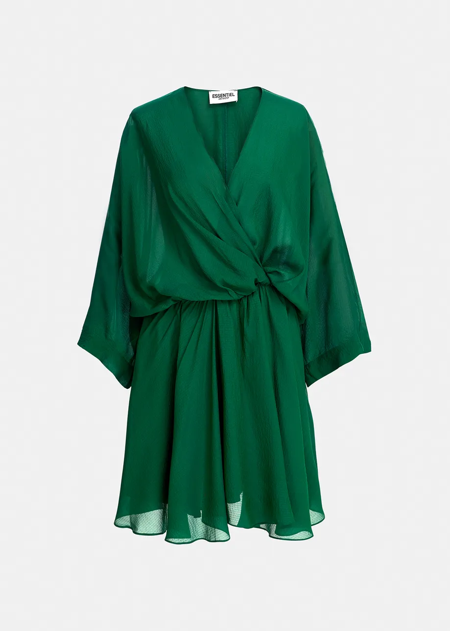 Dark green mini wrap dress