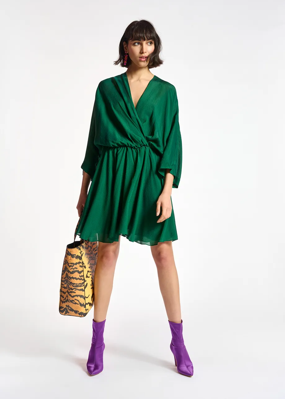 Dark green mini wrap dress