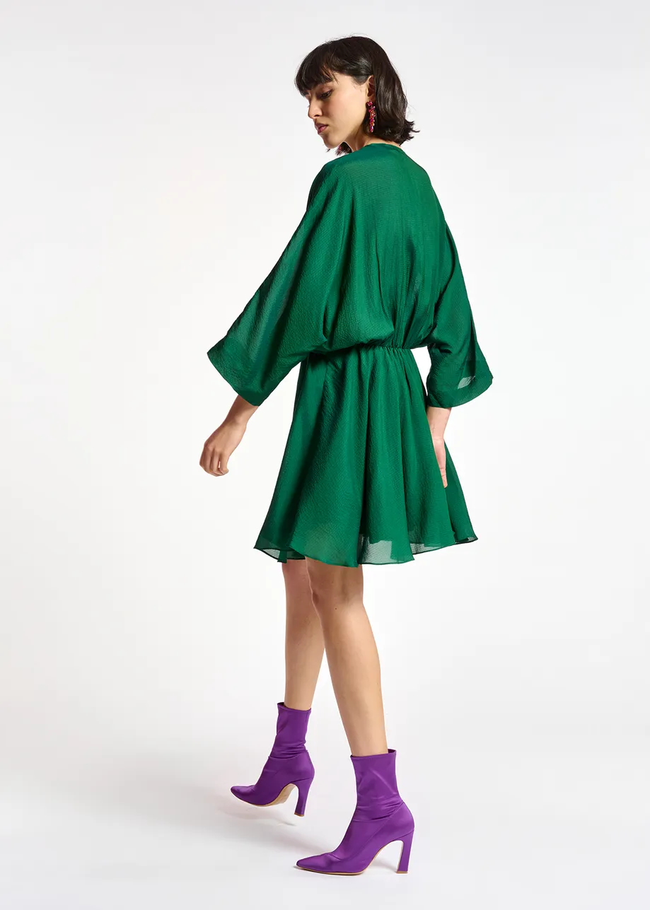 Dark green mini wrap dress