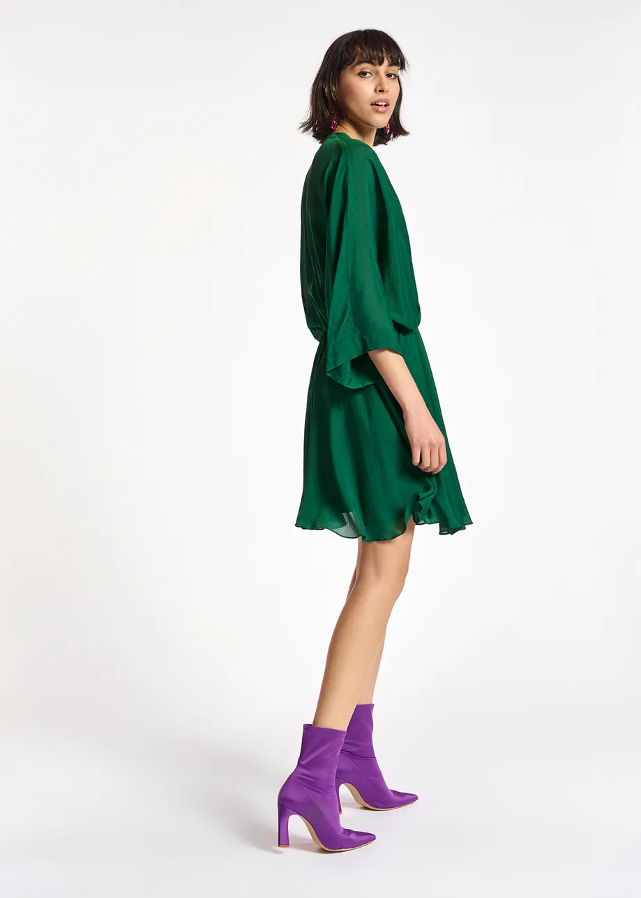 Dark green mini wrap dress