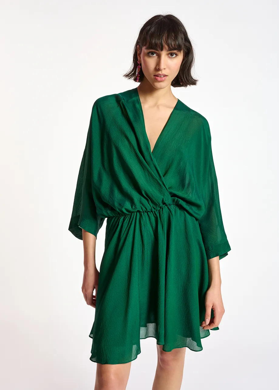 Dark green mini wrap dress