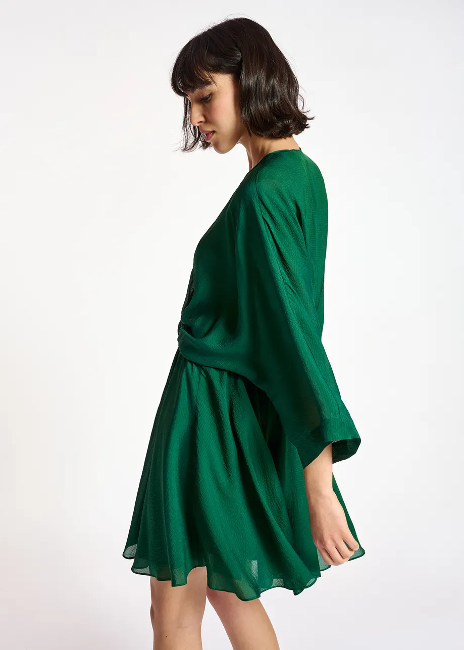 Dark green mini wrap dress