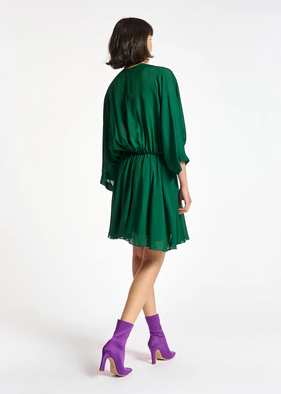 Dark green mini wrap dress