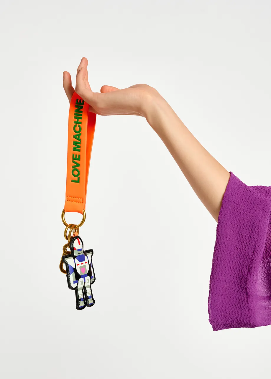 Orange, white and blue robot keyhanger