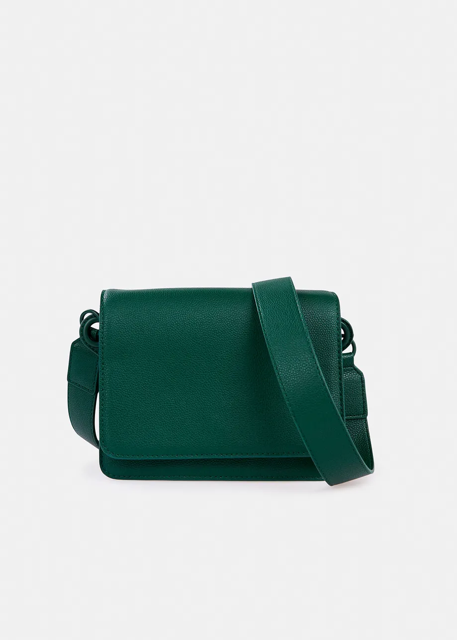 Dark green faux leather shoulder bag