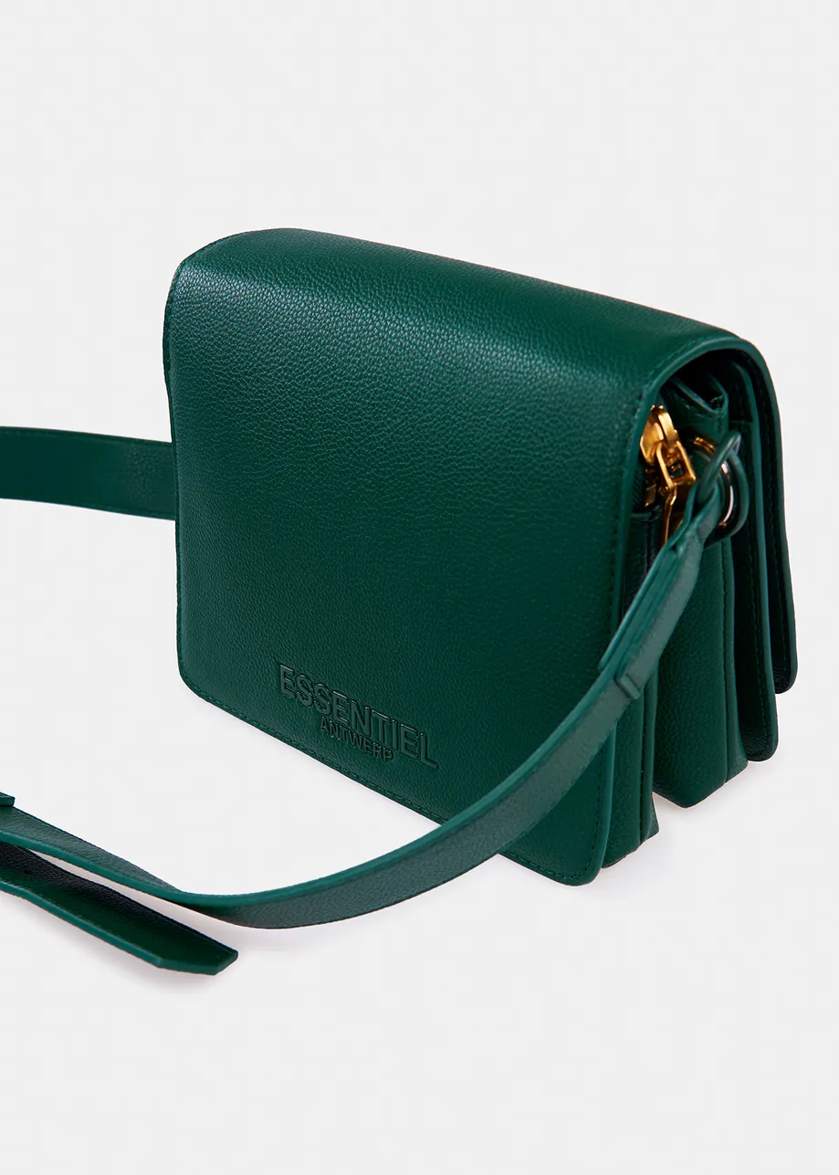 Dark green faux leather shoulder bag