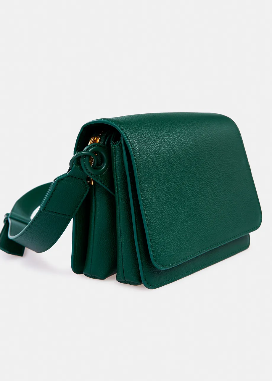 Dark green faux leather shoulder bag