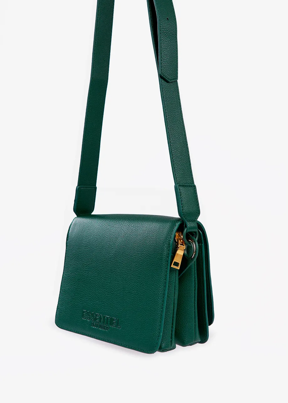 Dark green faux leather shoulder bag