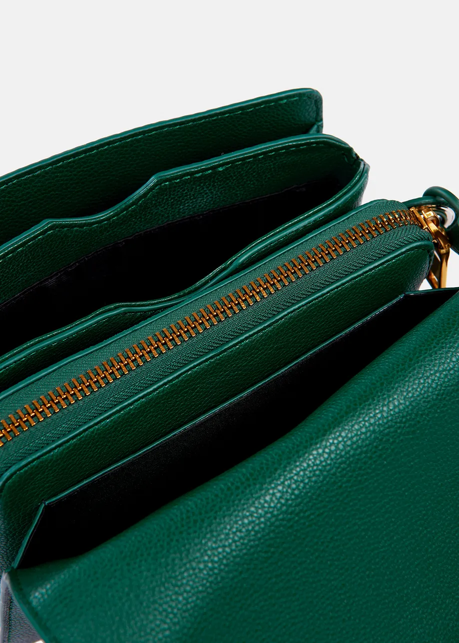 Dark green faux leather shoulder bag