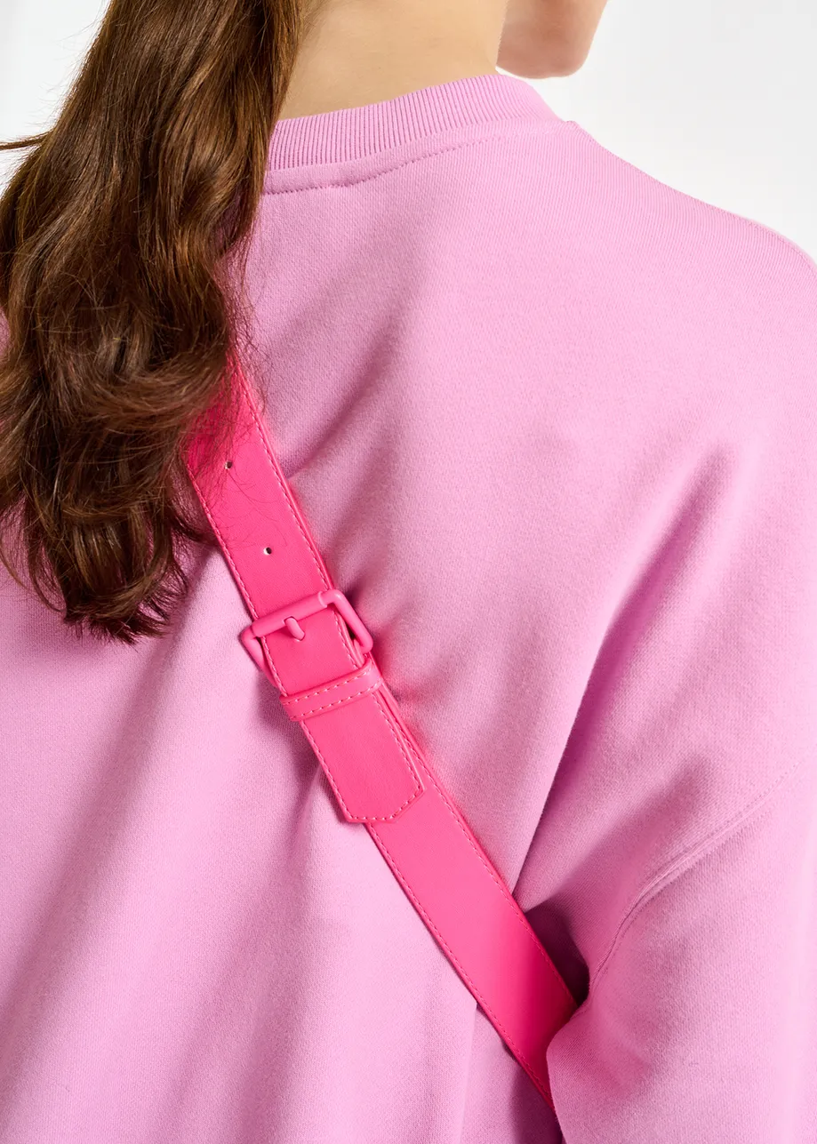 Neon pink faux leather shoulder bag