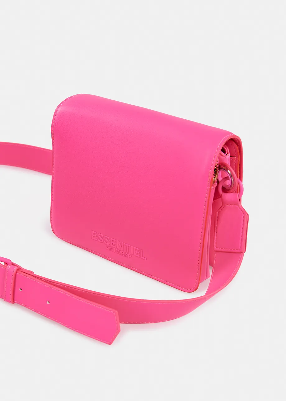 Neon pink faux leather shoulder bag