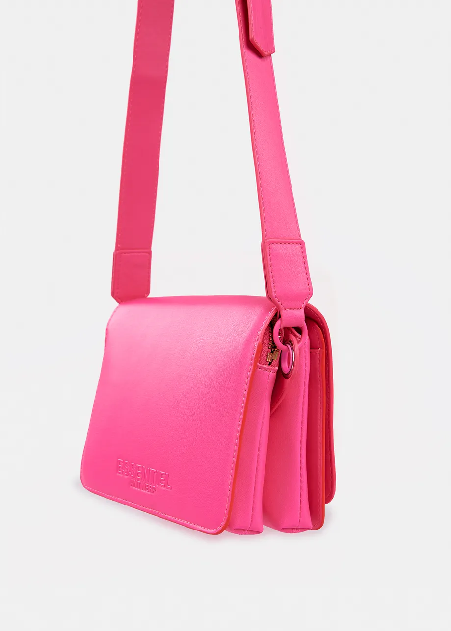 Neon pink faux leather shoulder bag