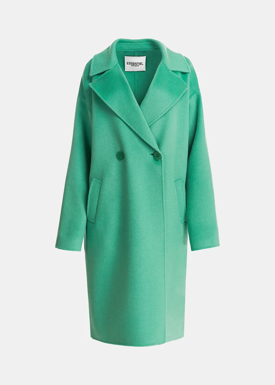 Manteau croisé en laine vert menthe