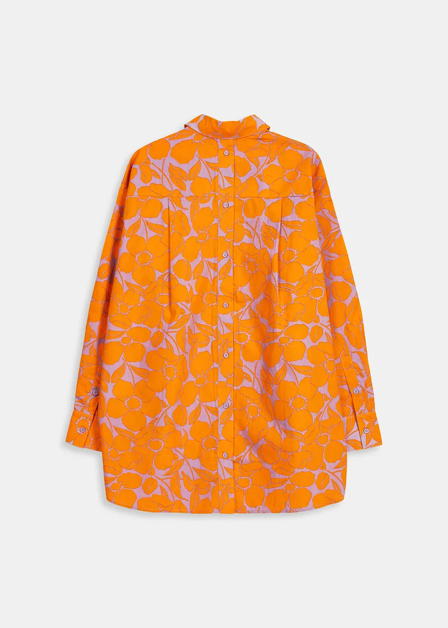 Chemise en coton à imprimé fleuri lilas et orange