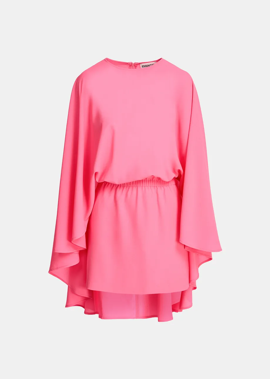 Mini-robe rose à effet cape