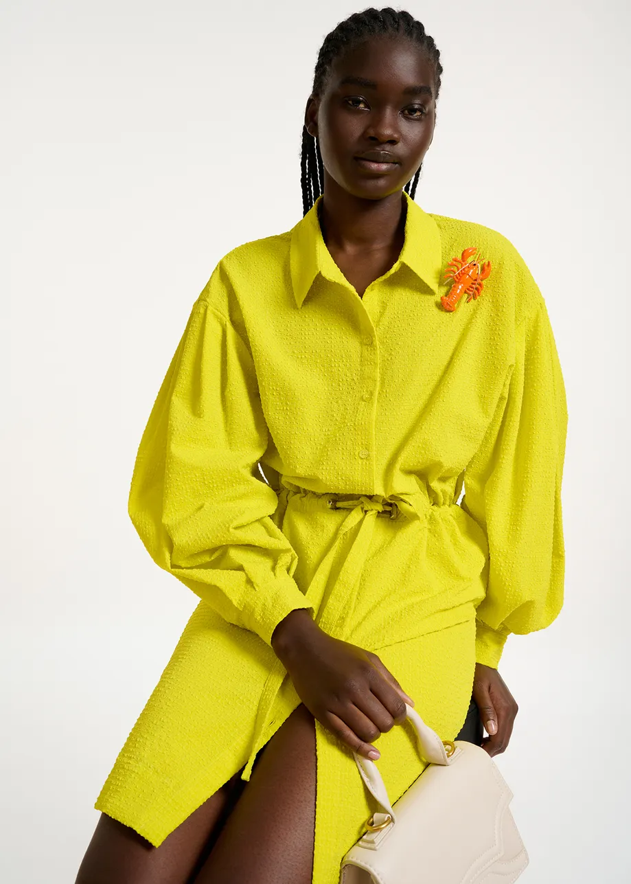 Yellow mini dress with voluminous sleeves