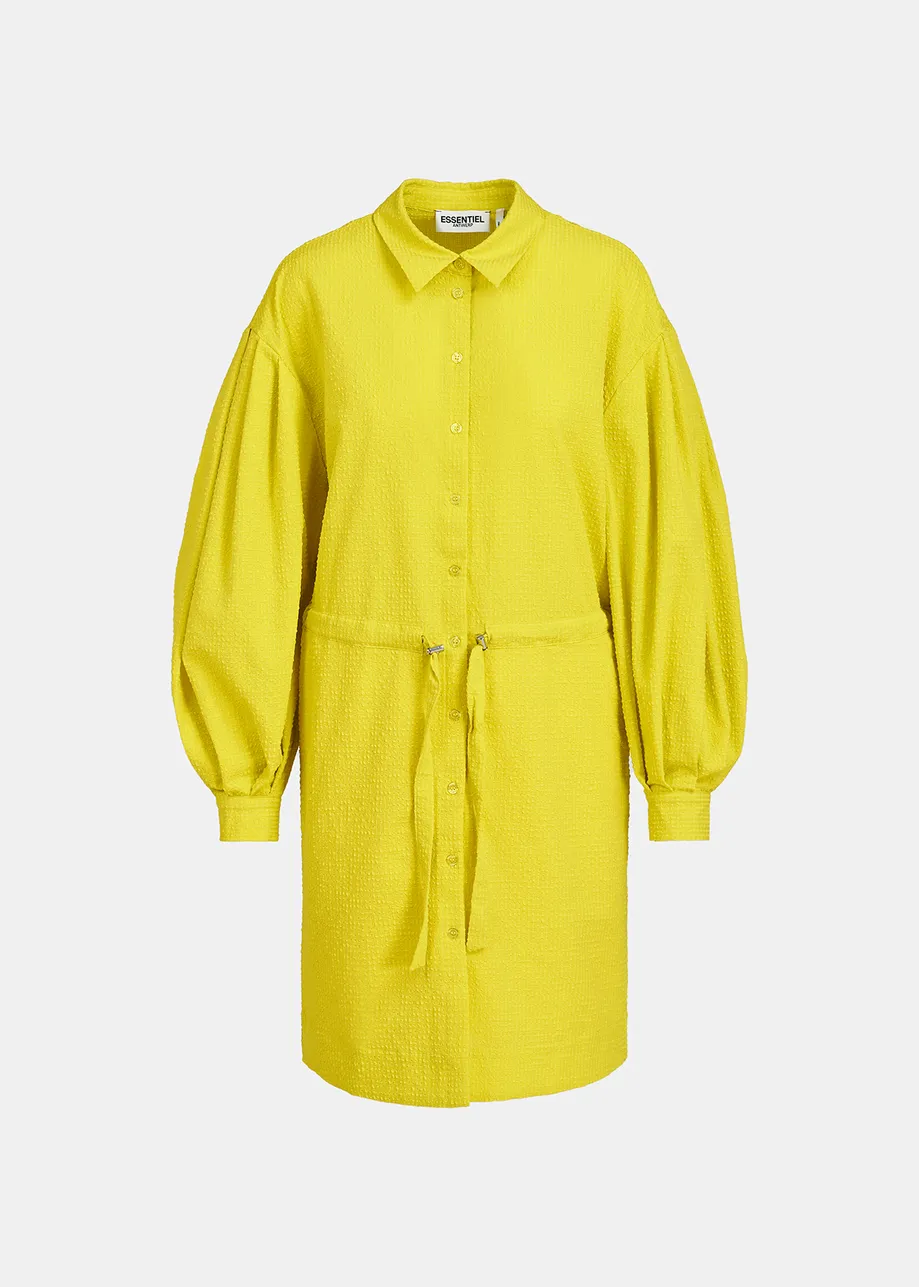 Yellow mini dress with voluminous sleeves
