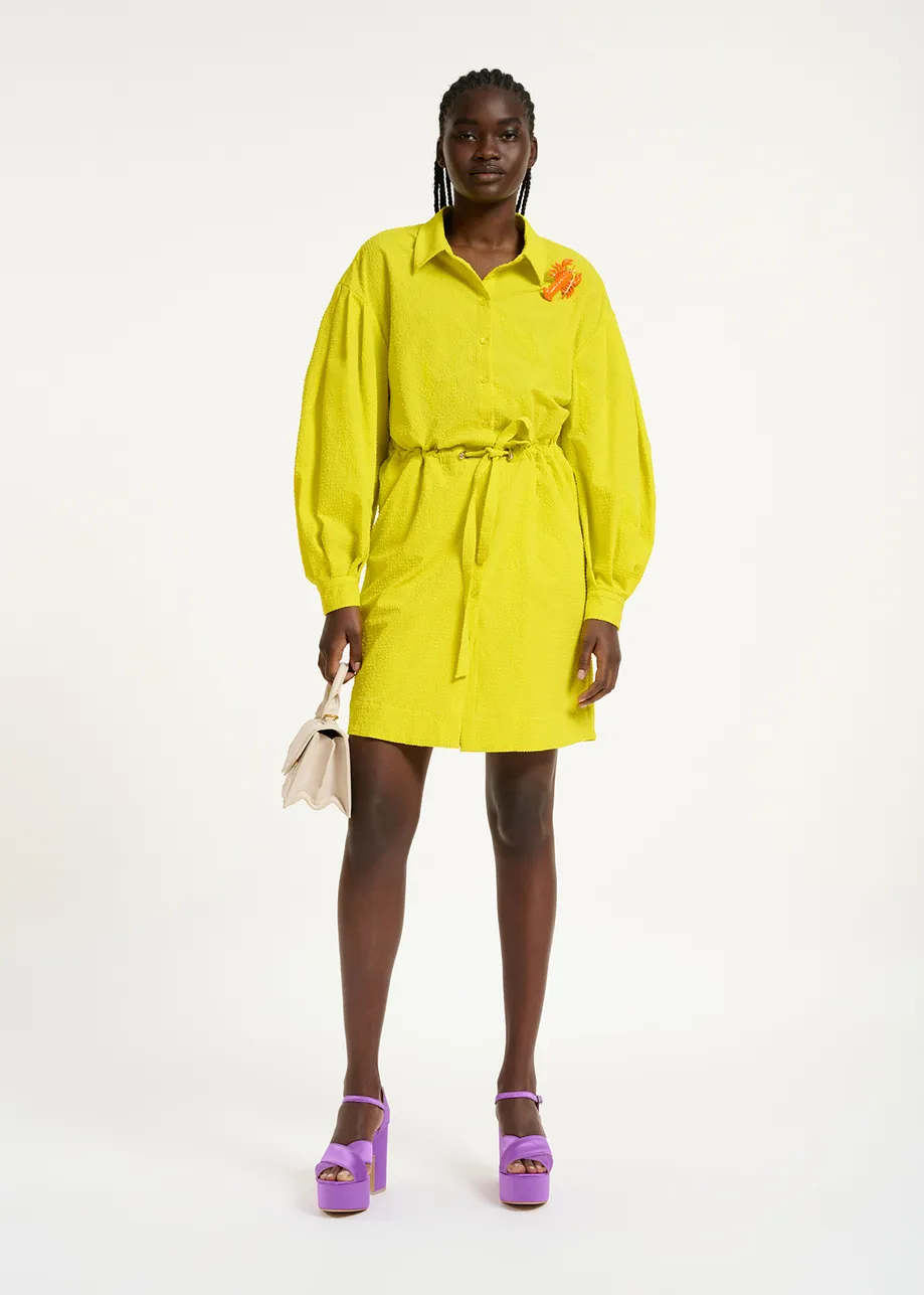 Yellow mini dress with voluminous sleeves
