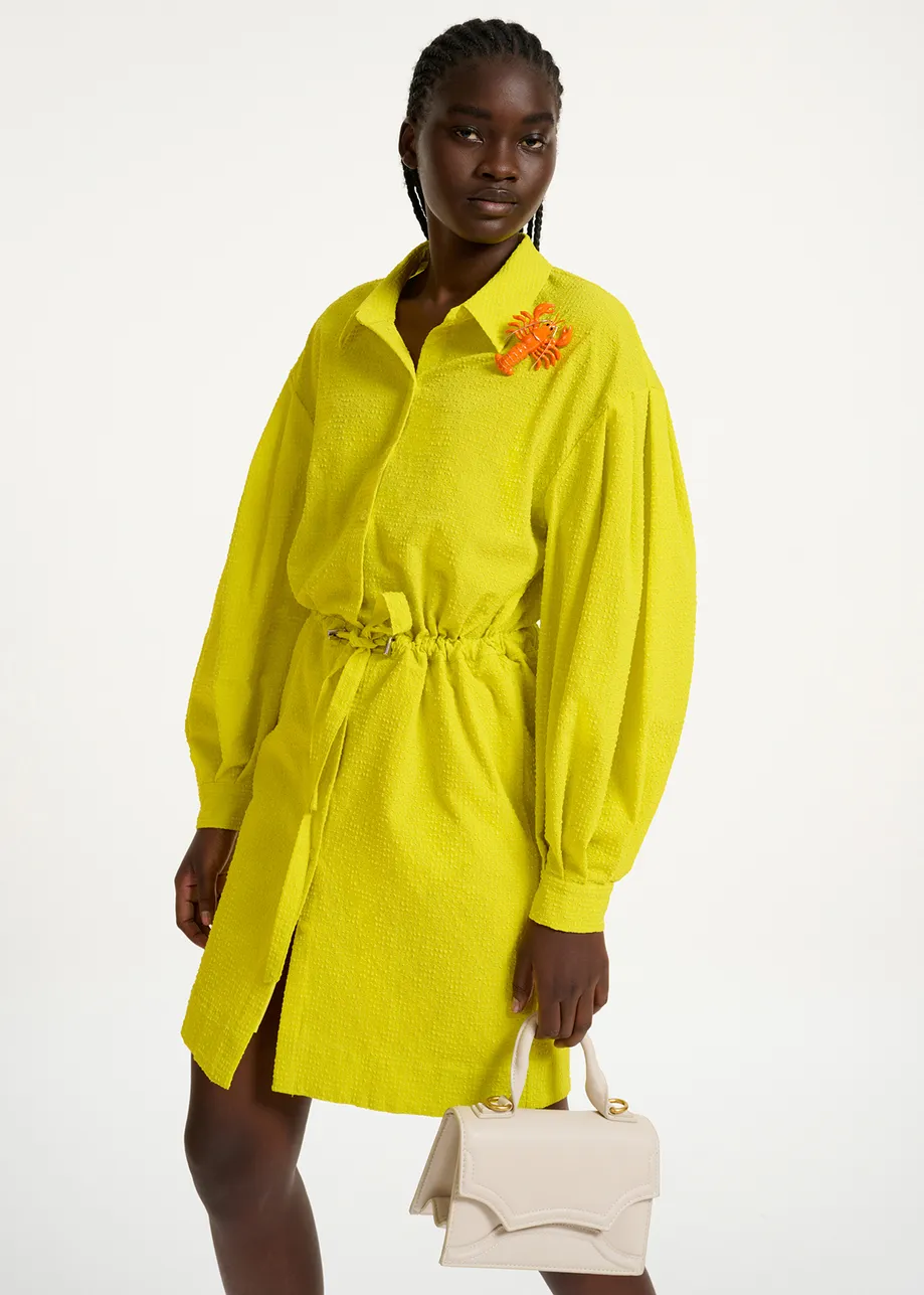 Yellow mini dress with voluminous sleeves