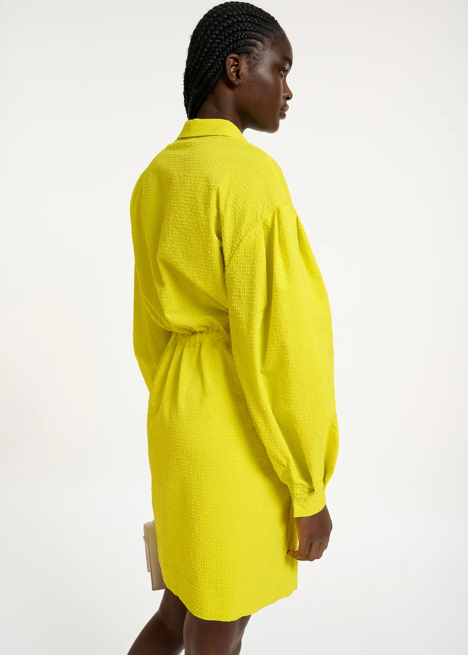Yellow mini dress with voluminous sleeves