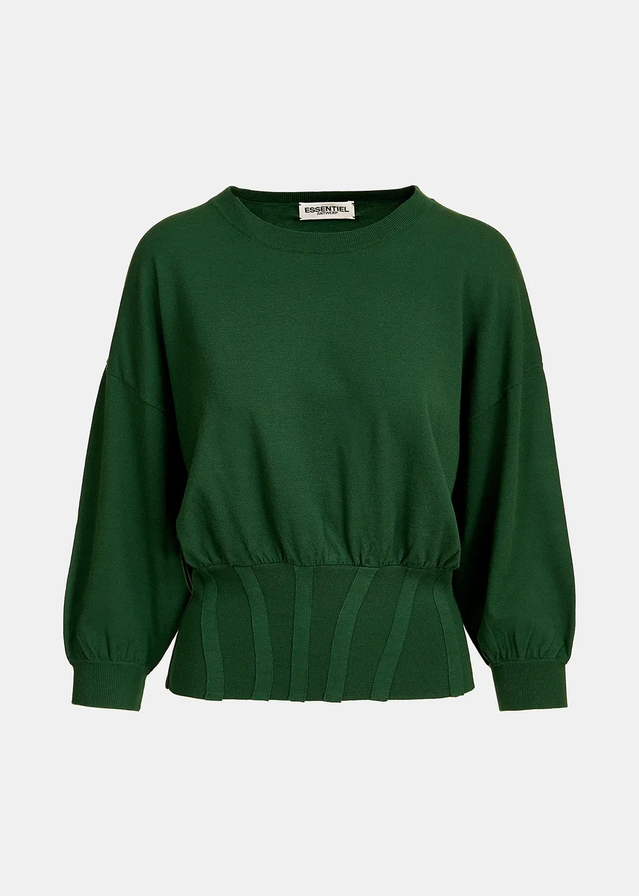 Pull vert foncé à taille cintrée