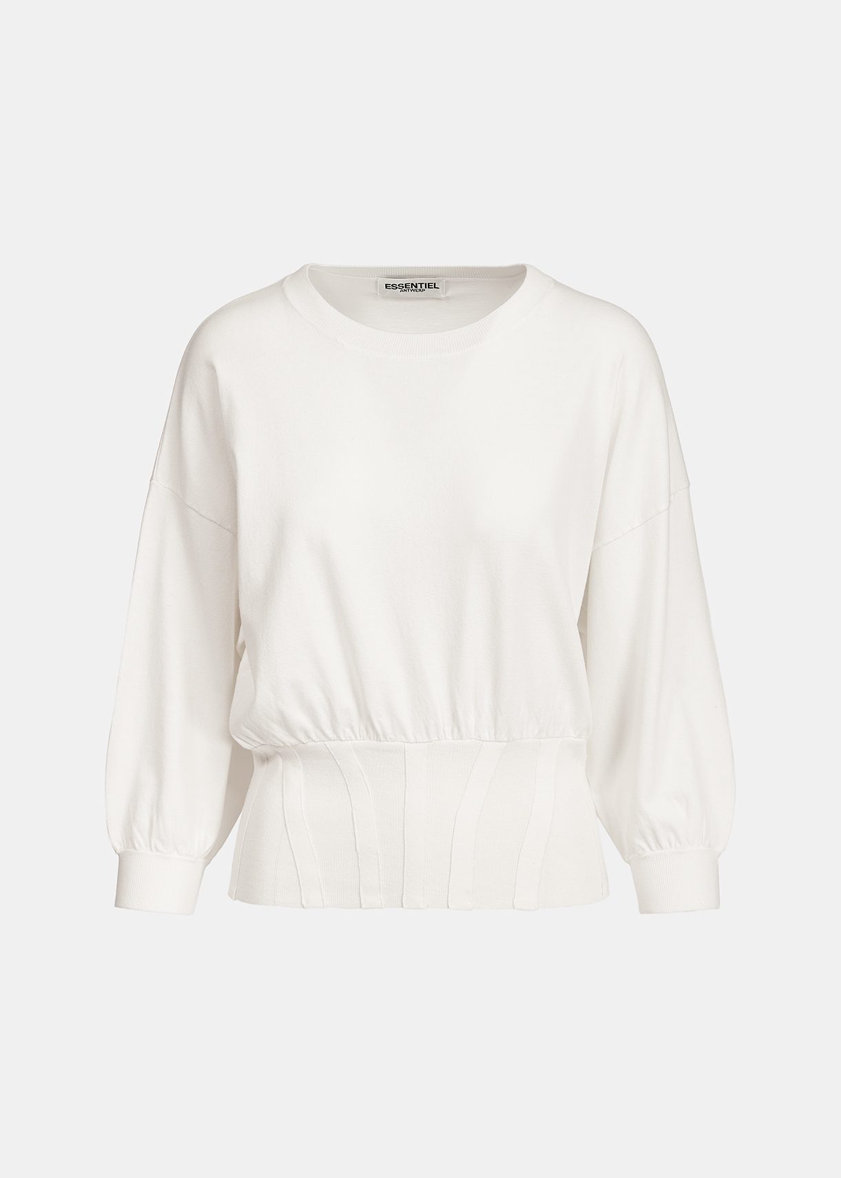 Pull blanc à taille cintrée