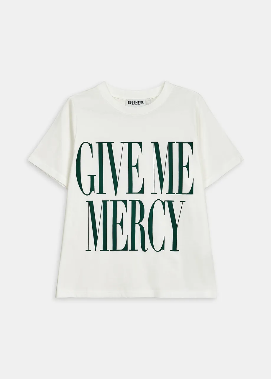 Off-white organic cotton T-shirt with text print