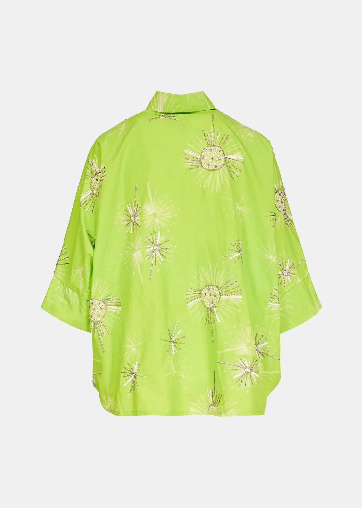 Chemise en coton vert citron avec broderies Essentiel Antwerp France