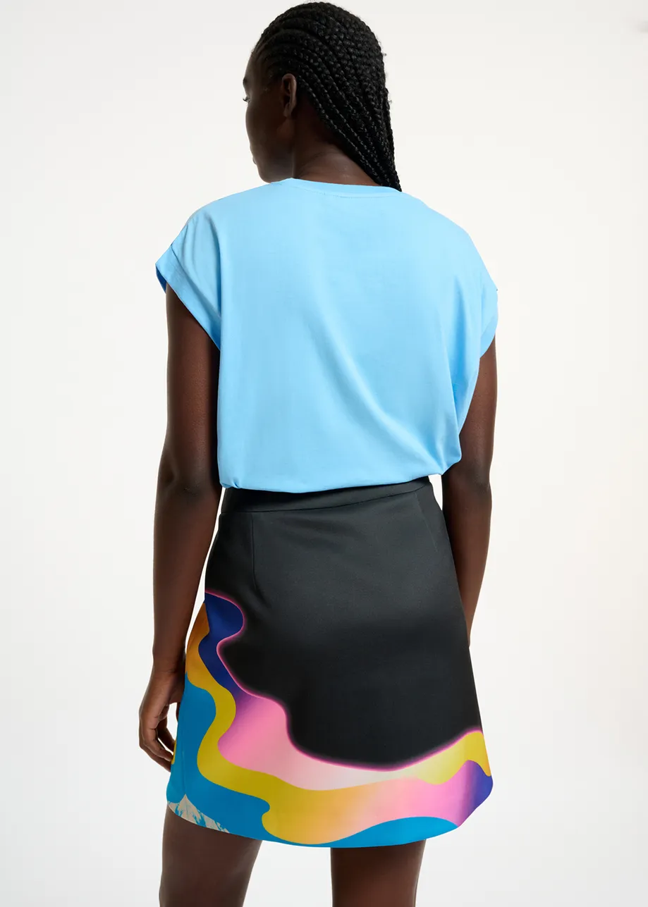 Blue cotton T-shirt with pepper embroidery