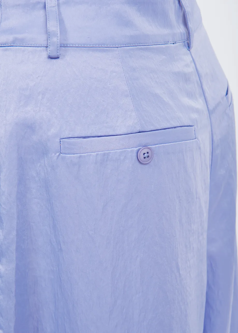 Blue wide-leg satin pants