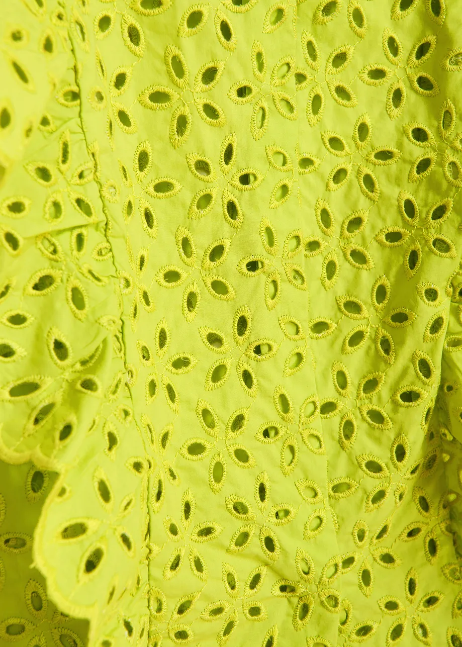 Lime green broderie anglaise cotton top