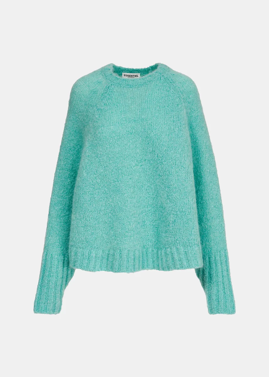 Turquoise knit sweater with cape effect