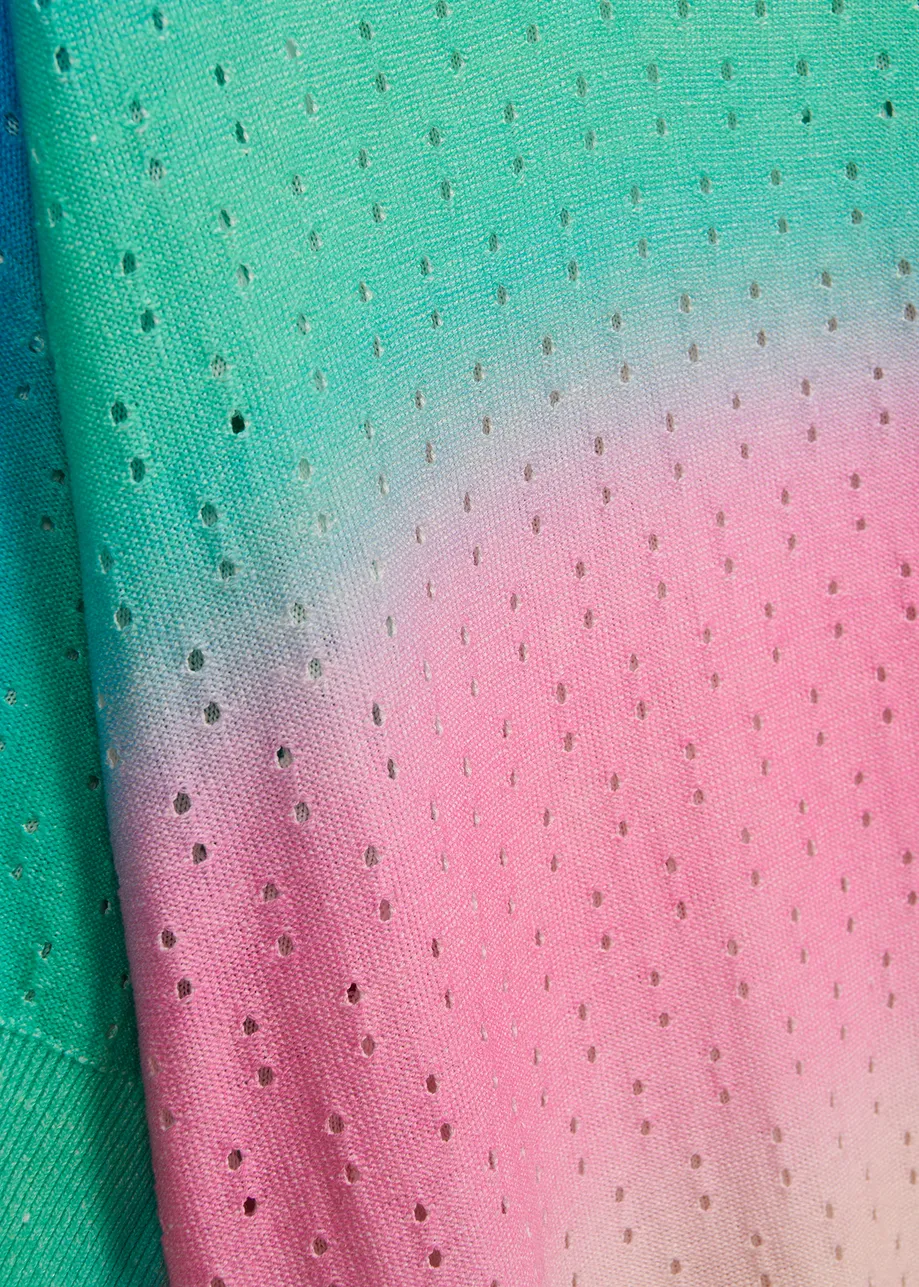 Multicolor knit kaftan dress with gradient effect