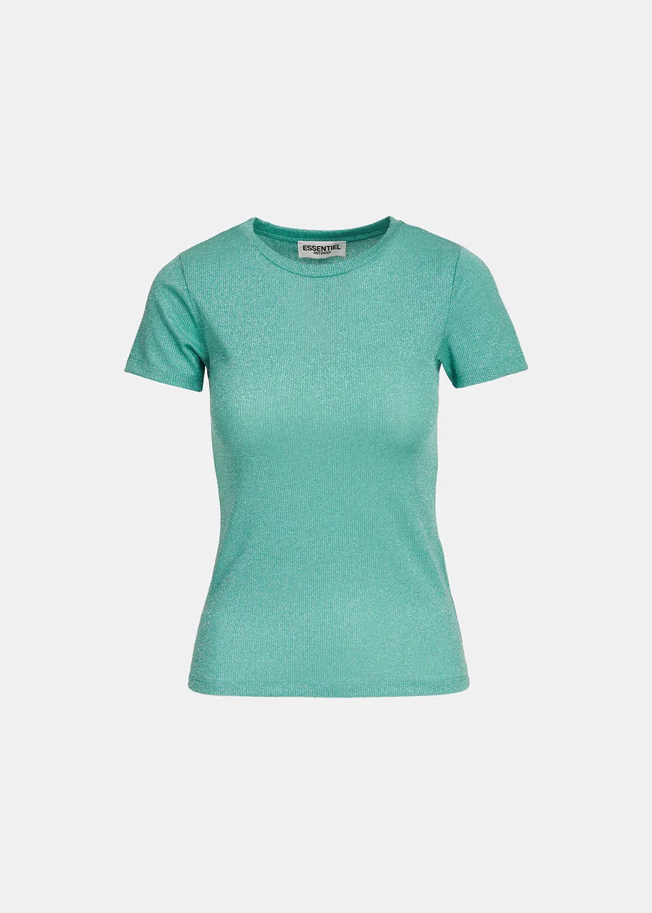 Turquoise T-shirt met lurex