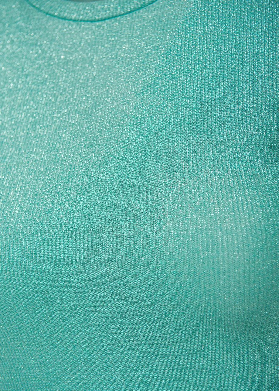 Turquoise T-shirt met lurex
