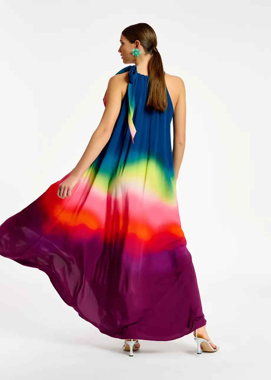 Maxi robe à encolure américaine avec dégradé