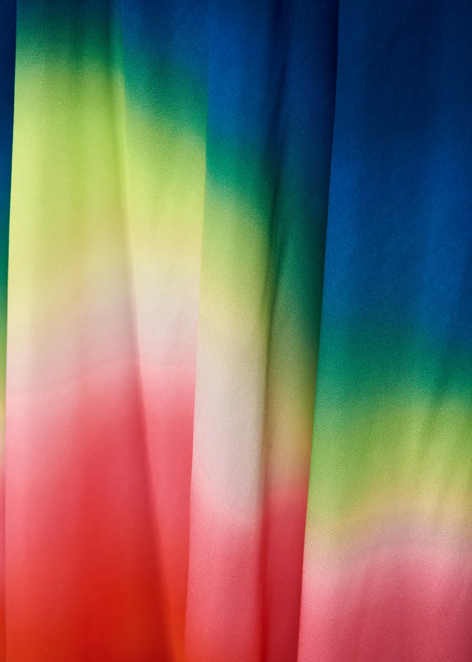 Multicolor halter neck maxi dress with gradient effect