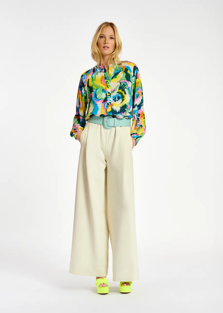 Ecru wide-leg pants