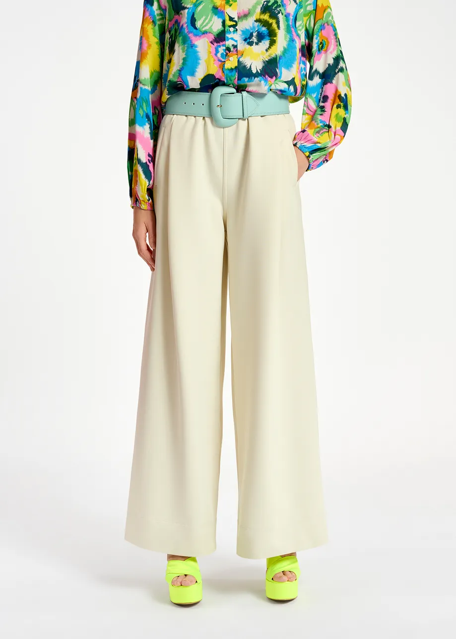 Ecru wide-leg pants