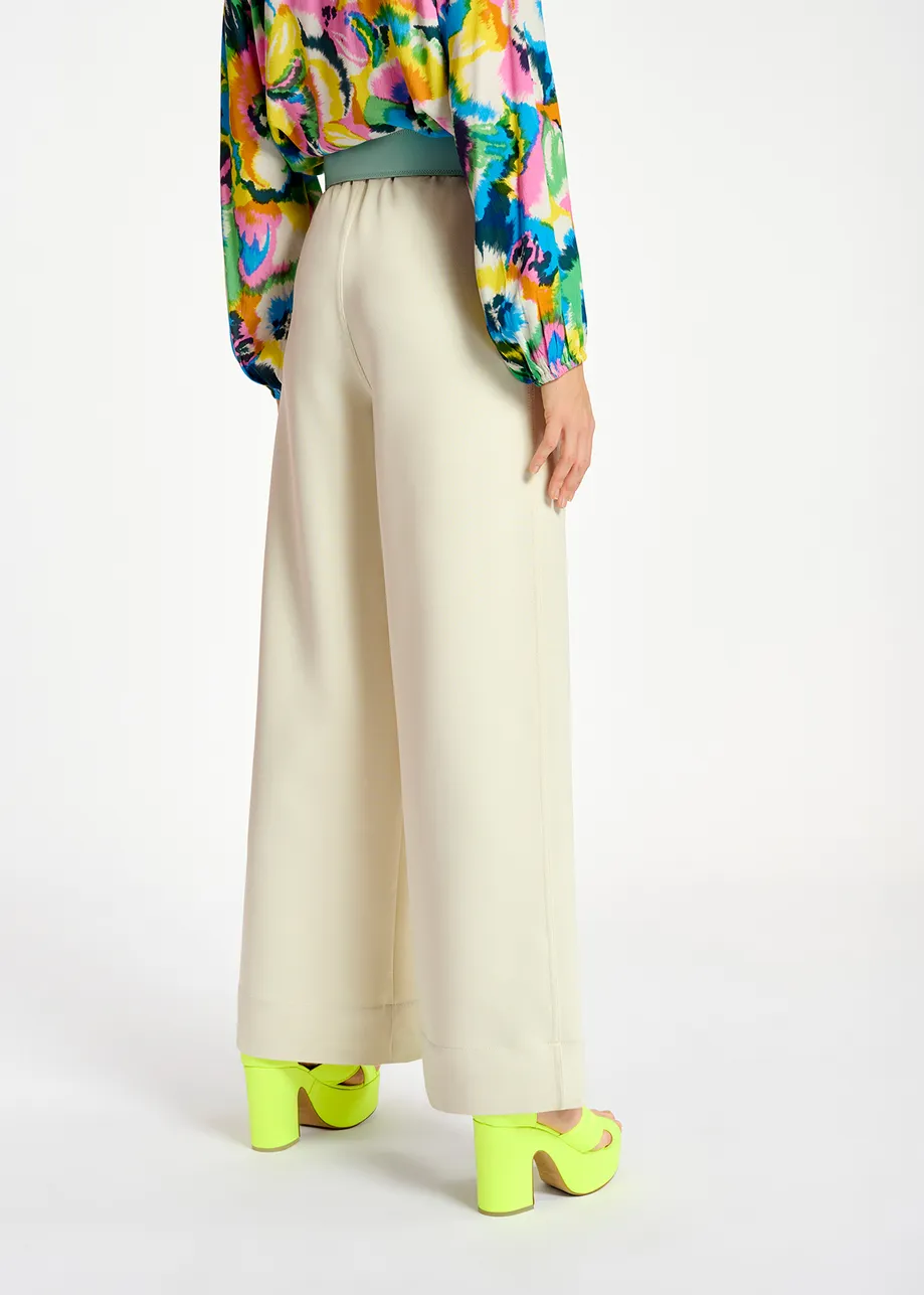 Ecru wide-leg pants