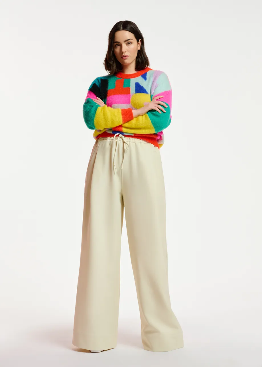 Ecru wide-leg pants