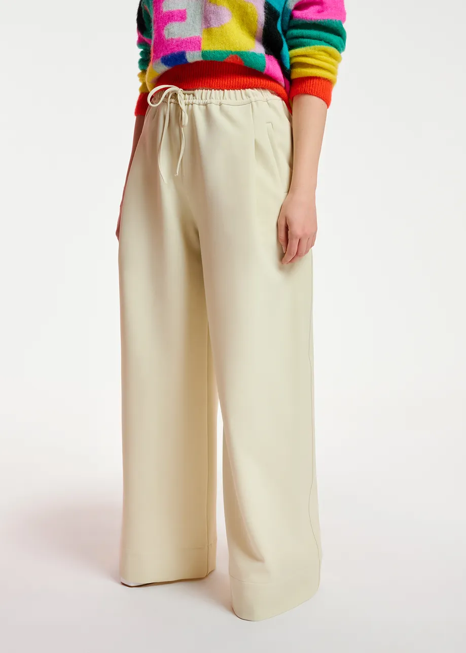 Ecru wide-leg pants