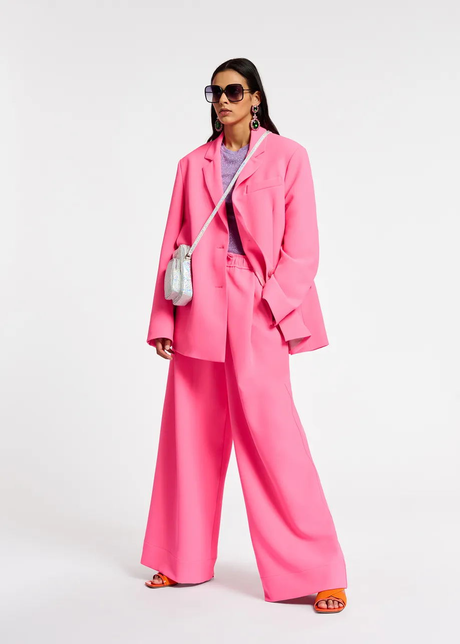 Neon pink wide-leg pants