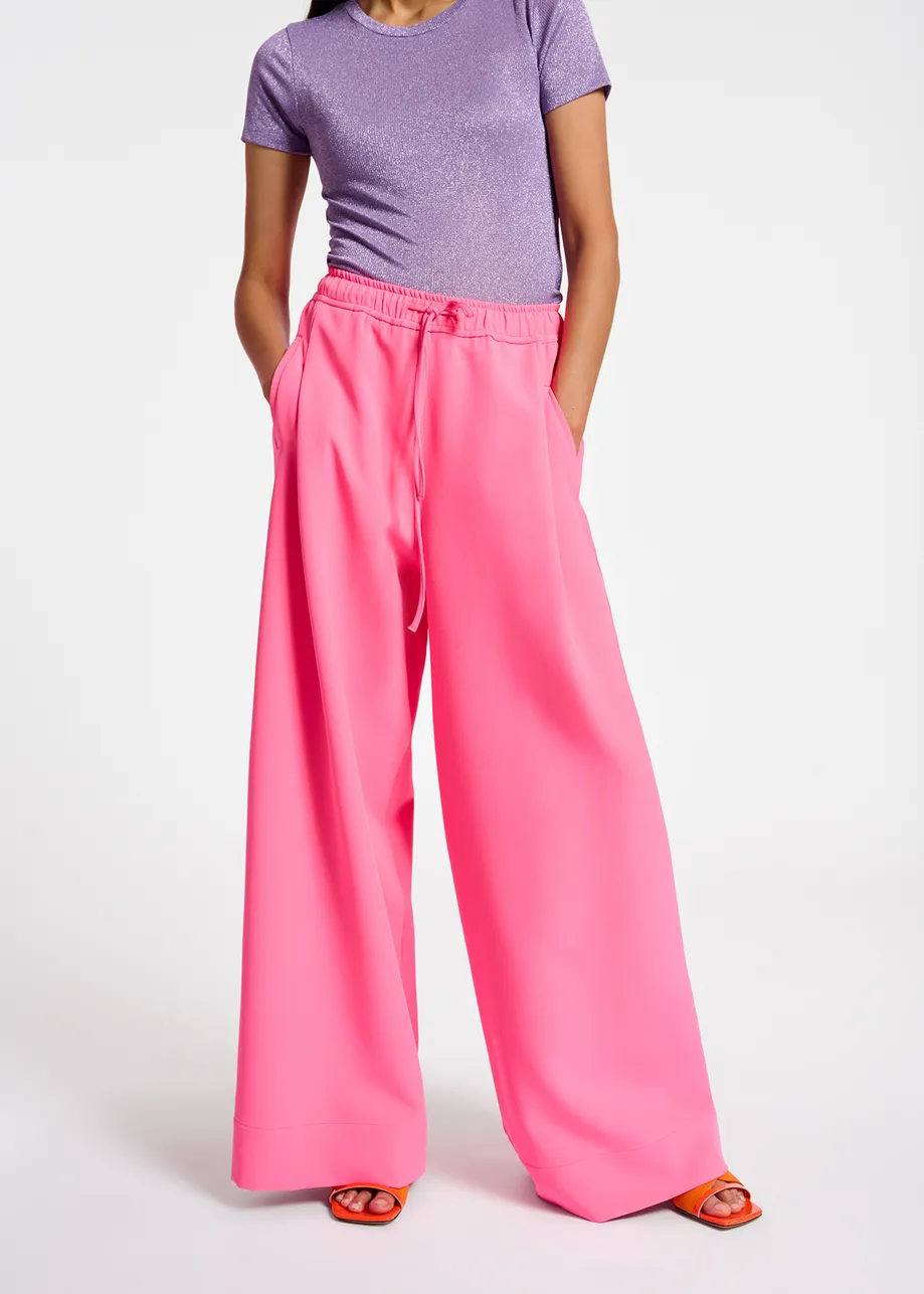 Neon pink wide-leg pants